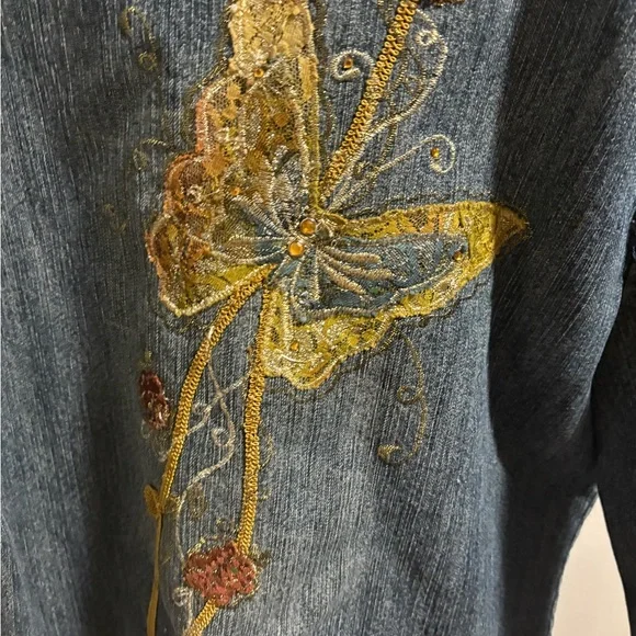 Jou Jou Denim Jacket with Gold Embroidery - Picture 5 of 7